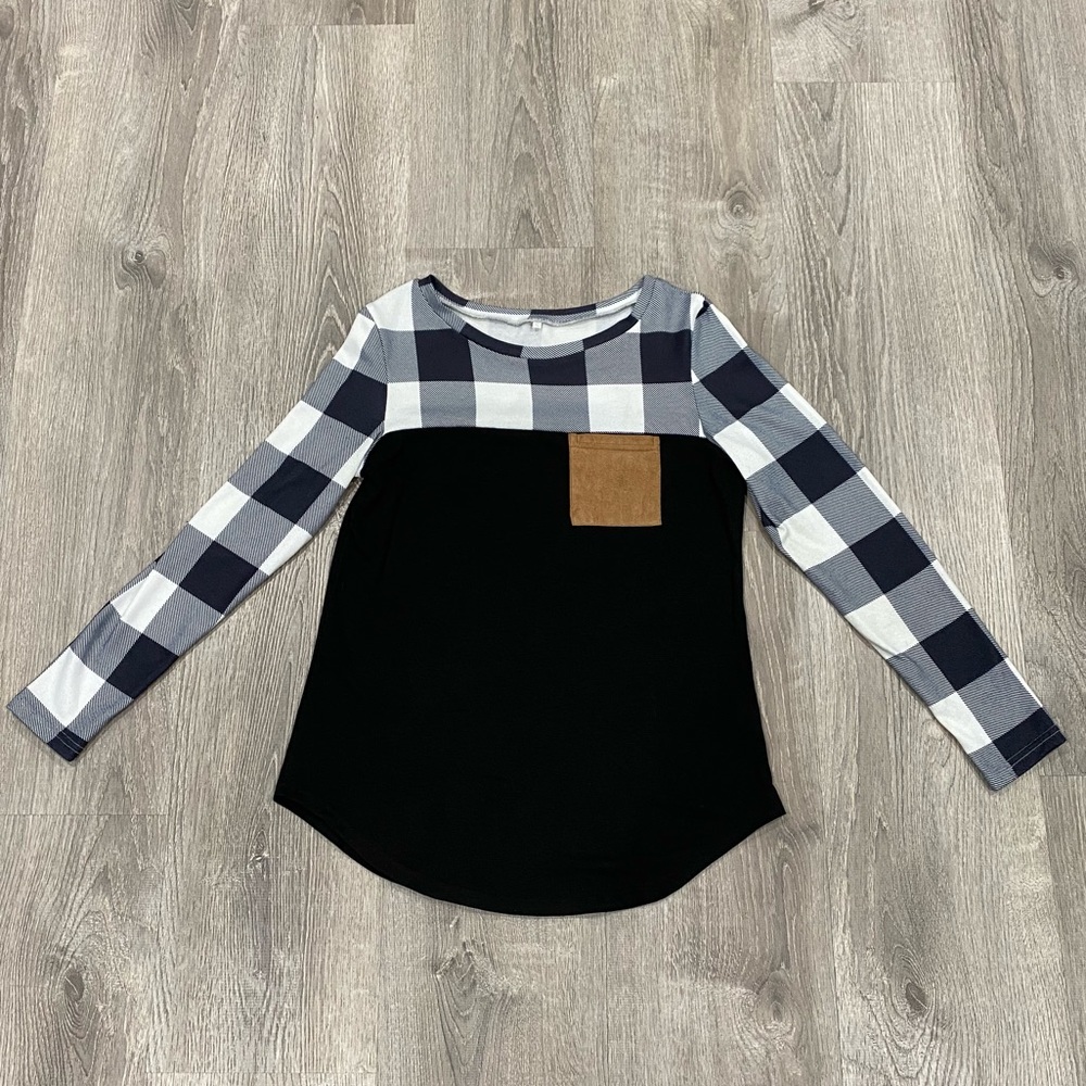 Buffalo Check Long Sleeve Tee with Pocket